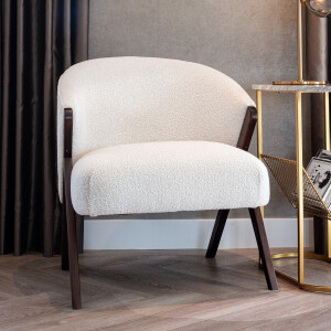 Richmond Fauteuil 'Mia' Bouclé, kleur Wit
