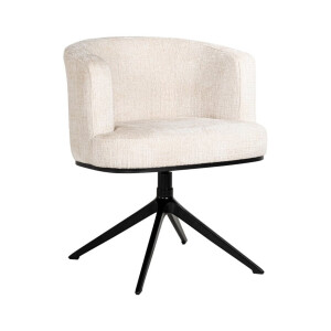 Richmond Draaibare Eetkamerstoel 'Cheyenne' Chenille, kleur Off White