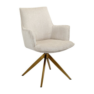 Richmond Draaibare Eetkamerstoel 'Dakota' Met armleuning, Chenille, kleur Beige