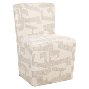 Richmond Eetkamerstoel 'Lorain' Met wieltjes, Graffic stof, kleur Beige