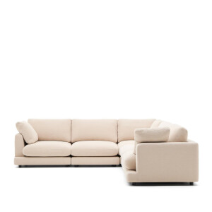 Kave Home 6-zits Hoekbank 'Gala' Chenille, kleur Beige