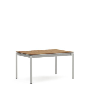 Kave Home Uitschuifbare Tuintafel 'Canyelles' 140/200 x 90cm, kleur Naturel/Lichtgrijs