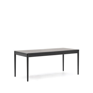 Kave Home Uitschuifbare Eettafel 'Lenon' Eikenhout, 160-200 x 90cm, kleur Zwart