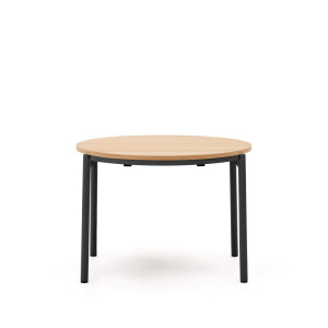Kave Home Uitschuifbare Ronde Eettafel 'Montuiri' 90-170 x 90cm, kleur Naturel/Zwart
