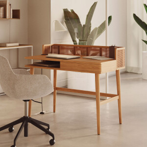 Kave Home Bureau 'Araxi' Hout en rotan, 105 x 62cm