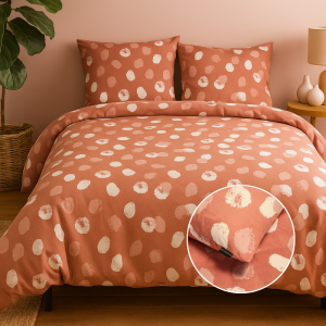 Dekbedovertrek Katoen-Flanel - Tess - Tweepersoons (200x200 Cm) - Rood Flanel Katoen - Stippen - Presence - Dekbed-Discounter.nl