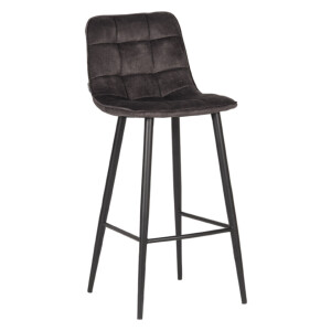 LABEL51 Barkruk 'Jelt' Velvet, kleur Antraciet (zithoogte 78cm)