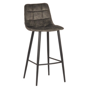 LABEL51 Barkruk 'Jelt' Velvet, kleur Groen (zithoogte 78cm)