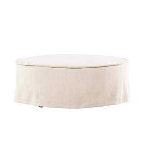 Odette ronde linnen poef beige - Ø 101 cm