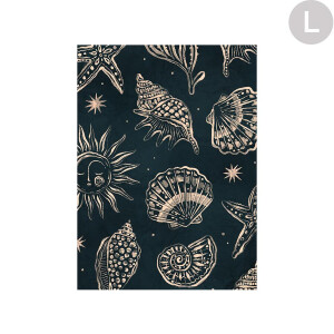 Urban Cotton Wandkleed 'Seashells Midnight' in zwart frame, Large, 145 x 190cm