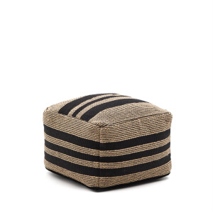 Kave Home Poef 'Aylin' Katoen en jute, kleur Beige/Zwart