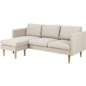 Jelle 2-zits hoekbank beige - met verstelbare chaise longue - 201 cm