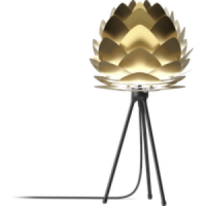 Aluvia Mini tafellamp brushed brass - met tripod zwart - Ø 40 cm