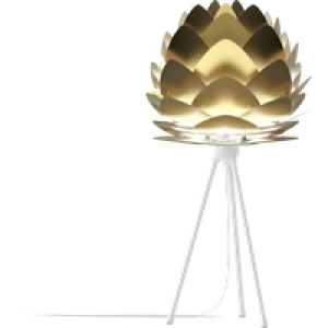 Aluvia Mini tafellamp brushed brass - met tripod wit - Ø 40 cm