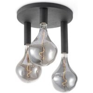 LED Plafondlamp Rond - Ø35cm - Metaal - 3 Hoogtes tot 23cm - Zwart - Modern Design - set met 3 E27 Lamphouder - Voor Woonkamer en Slaapkamer en Eetkamer