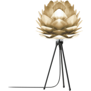 Silvia Mini tafellamp brushed brass - met tripod zwart - Ø 32 cm