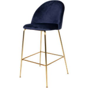 Aniek barkruk velvet blauw - gouden onderstel - 77 cm