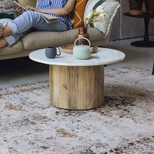 Brix Salontafel 'Nova' Mangohout en marmer, kleur Wit