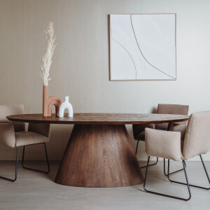 Tower Living Ovale Eettafel 'Premana' Mangohout, 220 x 120cm, kleur Bruin