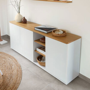 Kave Home Dressoir 'Abilen' Eiken, 180 x 75cm, kleur Wit