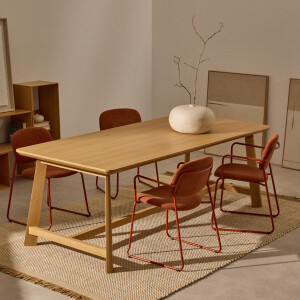 Kave Home Eettafel 'Idun' Eikenhout, 220 x 100cm