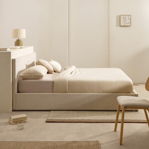Kave Home Bed 'Nahiri' Chenille, 160 x 200cm, kleur Beige
