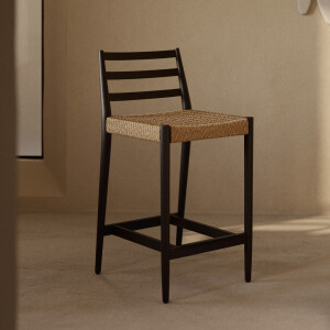 Kave Home Barkruk 'Analy' Eiken, kleur Zwart (zithoogte 65cm)