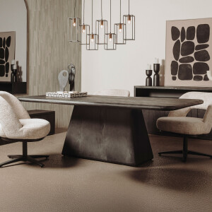 Tower Living Eettafel 'Asti' Mangohout, 180 x 100cm, kleur Zwart