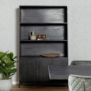 Livingfurn Wandkast 'Kala' Mangohout 200 x 120 cm, kleur Zwart