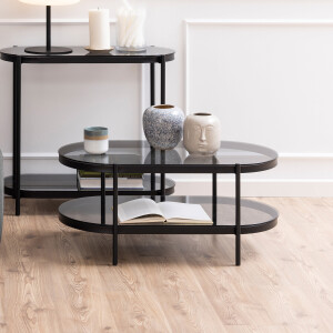 Bendt Ovale Glazen Salontafel 'Paw' 95 x 50cm, kleur Zwart