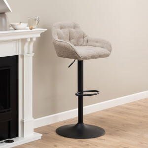 Bendt Draaibare Barkruk 'Loren' Bouclé, kleur Beige (zithoogte 63-84cm)