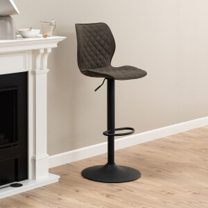 Bendt Barkruk 'Algot' PU, kleur Antraciet (zithoogte 60-80cm)