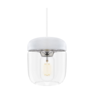 Acorn hanglamp wit met steel - met koordset wit -  Ø 14 cm