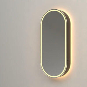Adema Shine Spiegelkast - 45x100x14cm - ovaal - indirecte verlichting LED - spiegelverwarming zwart SW1236526