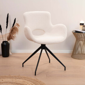 Tower Living Draaibare Eetkamerstoel 'Campo' Teddy, kleur Wit