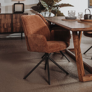 Tower Living Draaibare Eetkamerstoel 'Amaro' kleur Koper