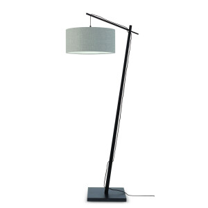 GOOD&MOJO Vloerlamp 'Andes' Bamboe en Eco linnen, 176cm, kleur Lichtgrijs