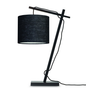 GOOD&MOJO Tafellamp 'Andes' Bamboe en Eco linnen, 46cm, kleur Zwart