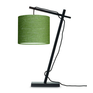 GOOD&MOJO Tafellamp 'Andes' Bamboe en Eco linnen, 46cm, kleur Groen