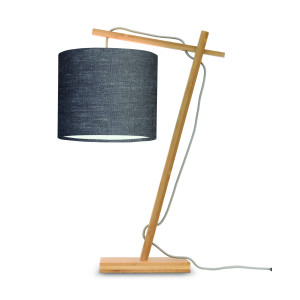 GOOD&MOJO Tafellamp 'Andes' Bamboe en Eco linnen, 46cm, kleur Donkergrijs/Naturel