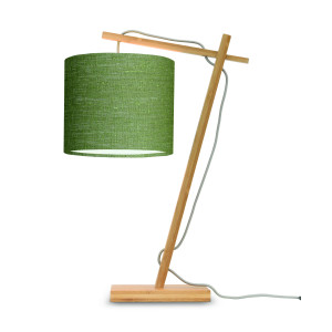 GOOD&MOJO Tafellamp 'Andes' Bamboe en Eco linnen, 46cm, kleur Groen/Naturel