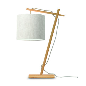 GOOD&MOJO Tafellamp 'Andes' Bamboe en Eco linnen, 46cm, kleur Beige/Naturel