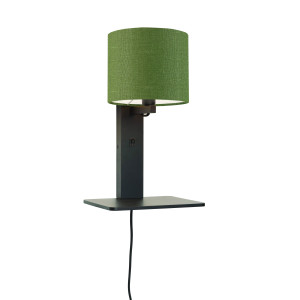 GOOD&MOJO Wandlamp 'Andes' Bamboe en Eco linnen, Met plank, kleur Groen