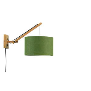 GOOD&MOJO Wandlamp 'Andes' Small, Bamboe en Eco linnen, kleur Groen/Naturel