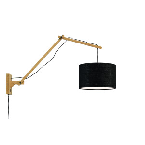GOOD&MOJO Wandlamp 'Andes' Large, Bamboe en Eco linnen, kleur Naturel/Zwart