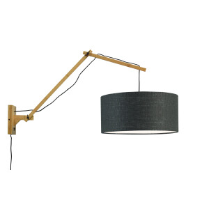 GOOD&MOJO Wandlamp 'Andes' Large, Bamboe en Eco linnen, kleur Donkergrijs/Naturel