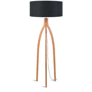 Good&Mojo Vloerlamp 'Annapurna' Bamboe en Eco linnen, kleur Donkergrijs