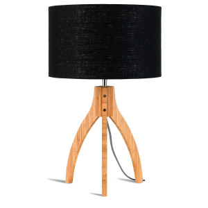 Good&Mojo Tafellamp 'Annapurna' Bamboe en Eco linnen, kleur Zwart