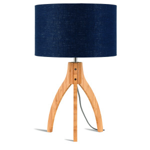 Good&Mojo Tafellamp 'Annapurna' Bamboe en Eco linnen, kleur Denimblauw