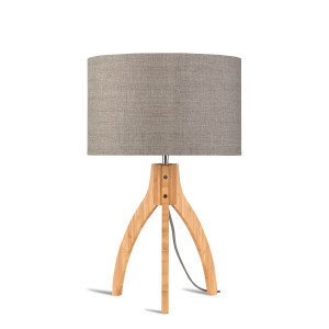 Good&Mojo Tafellamp 'Annapurna' Bamboe en Eco linnen, kleur Donkerbeige